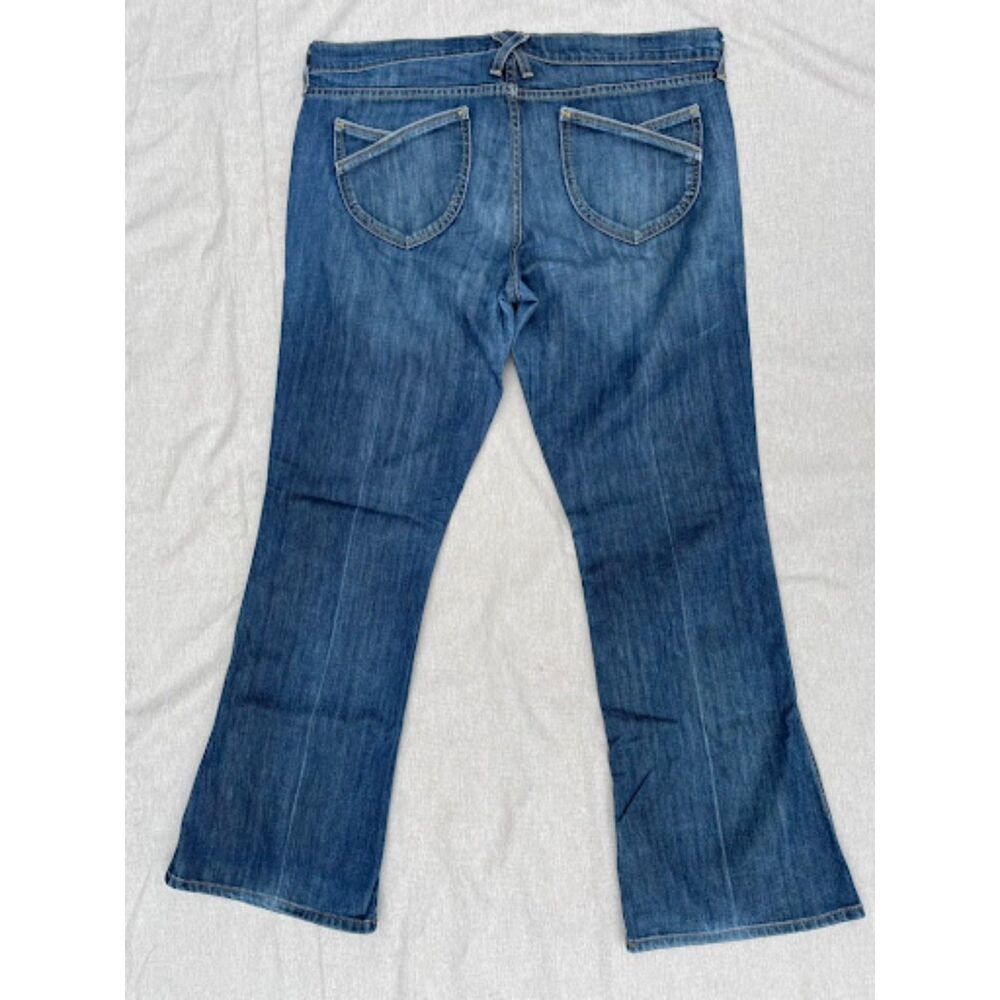 Y2K Vintage Old Navy Lowest Rise Flare Jeans Size 14 Utility Pocket Denim - Picture 8 of 10